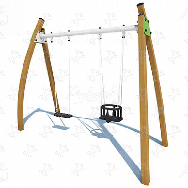 1 flat seat, 1 cradle seat J433-C® playgrounds traditional playground equipment swings image 3d