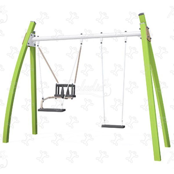 1 duo seat, 1 flat seat J437 playgrounds traditional playground equipment swings image 3d