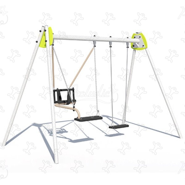 1 duo seat, 1 flat seat J438 playgrounds traditional playground equipment swings image 3d
