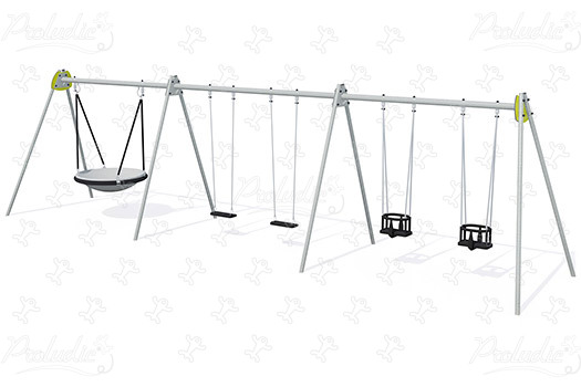 Pod seat, 2 flat seats, 2 cradle seats J446-G playgrounds traditional playground equipment swings image 3d