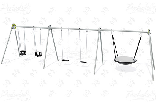 Pod seat, 2 flat seats, 2 cradle seats J446-G playgrounds traditional playground equipment swings image 3d