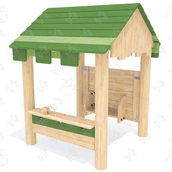 Little House J49100® playgrounds sustainable natural wood equipment playhouses image 3d