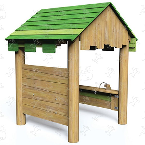Little House J49100® playgrounds sustainable natural wood equipment playhouses image 3d