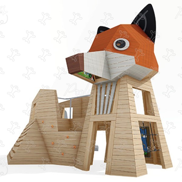 Fox J49161® playgrounds sustainable natural wood equipment animals image 3d