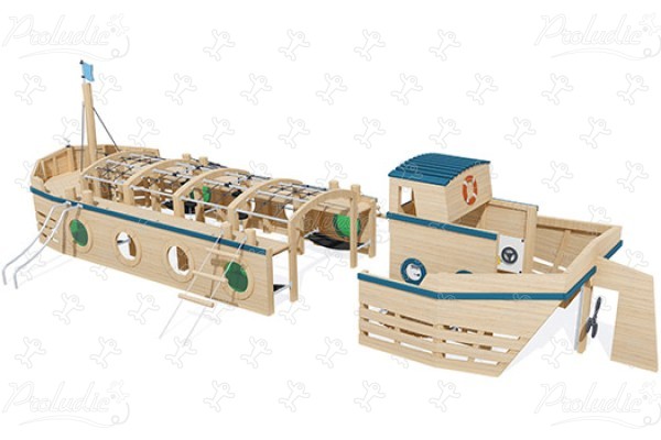 Barge J49171® playgrounds sustainable natural wood equipment boats and seascapes image 3d