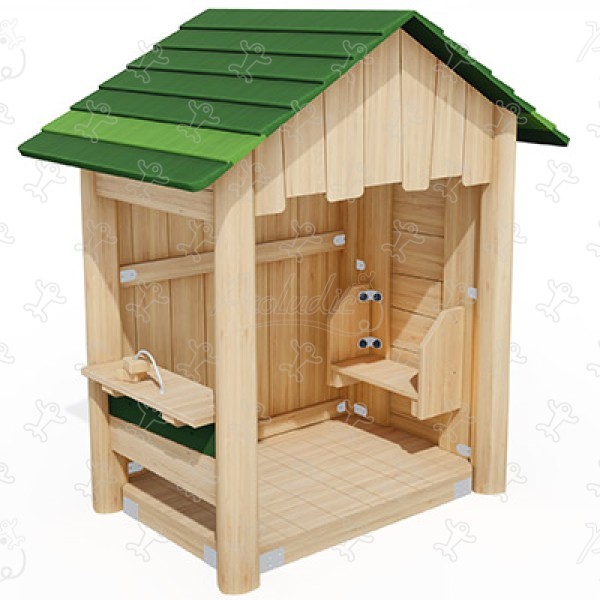 Shelter J49190® playgrounds sustainable natural wood equipment playhouses image 3d