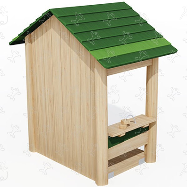 Shelter J49190® playgrounds sustainable natural wood equipment playhouses image 3d