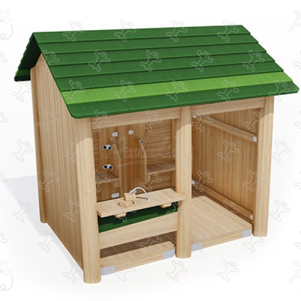 Chalet J49193® playgrounds sustainable natural wood equipment playhouses image 3d