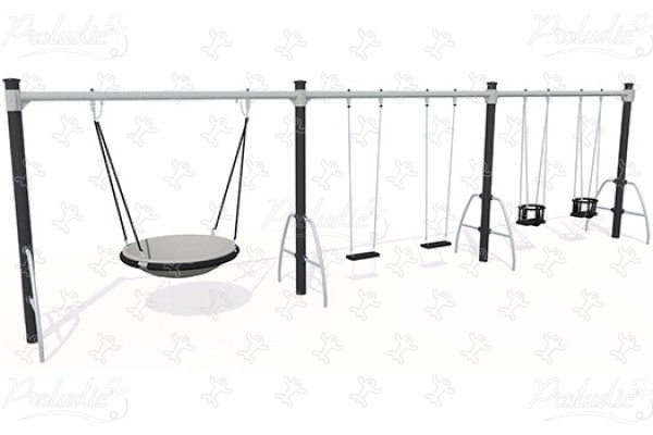 Pod seat, 2 flat seats, 2 cradle seats J493-G® playgrounds traditional playground equipment swings image 3d