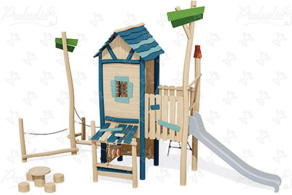 Little Hut J49305® playgrounds multiplay equipment multi play structures image 3d