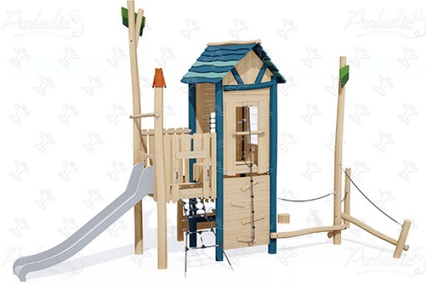 Little Hut J49305® playgrounds multiplay equipment multi play structures image 3d