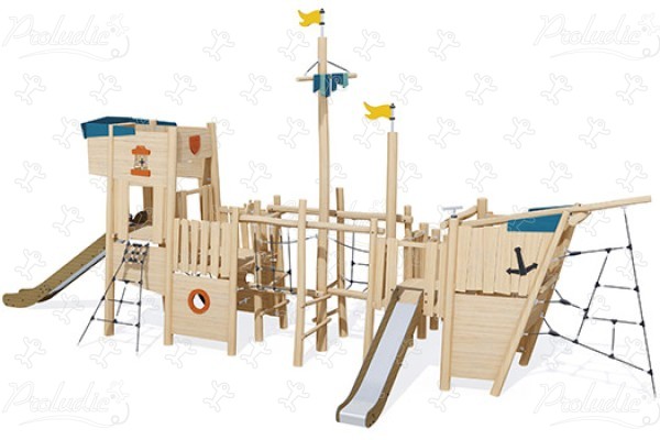 Inclusive galleon J49311® playgrounds sustainable natural wood equipment boats and seascapes image 3d