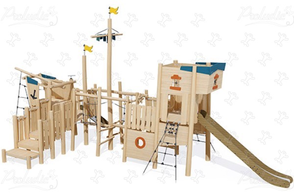 Inclusive galleon J49311® playgrounds sustainable natural wood equipment boats and seascapes image 3d