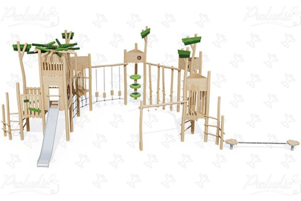 Cabin Trail J49415® playgrounds climbing & balancing play equipment balancing trails image 3d