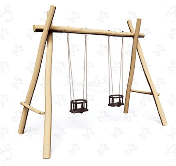 2 cradle seats J498 playgrounds sustainable natural wood equipment swings image 3d