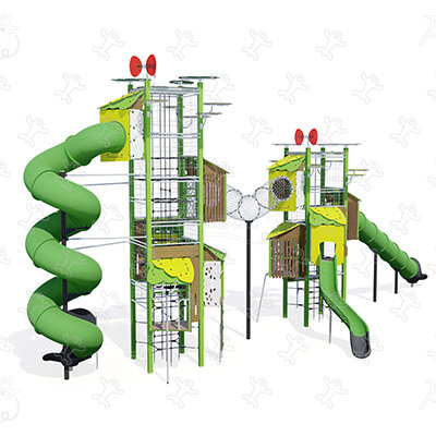 Double Tower J56103 playgrounds multiplay equipment kanopé image 3d