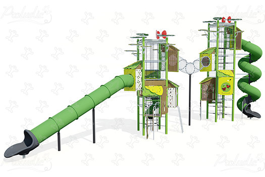 Double Tower J56103 playgrounds multiplay equipment kanopé image 3d