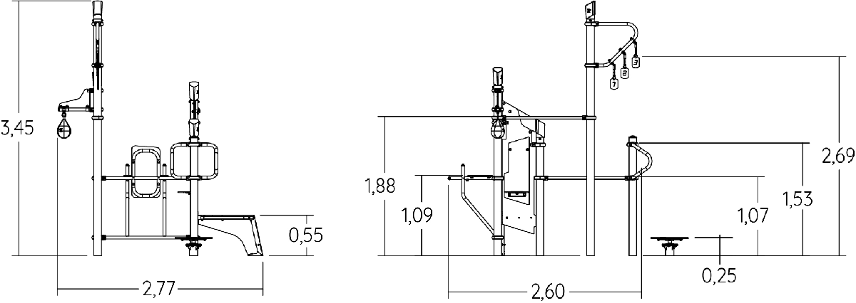 Compact fun-sport station J37100® sport and fitness acti’fun acti’fit image side view