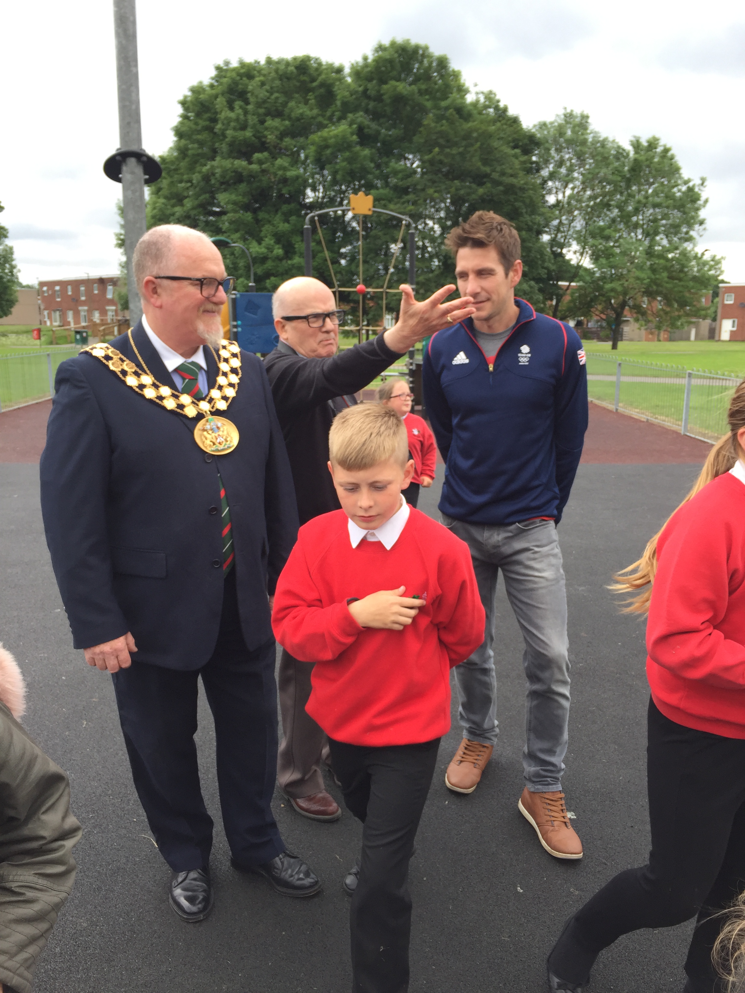 Mayor and Children at West Park Proludic Adventure Play Site Area