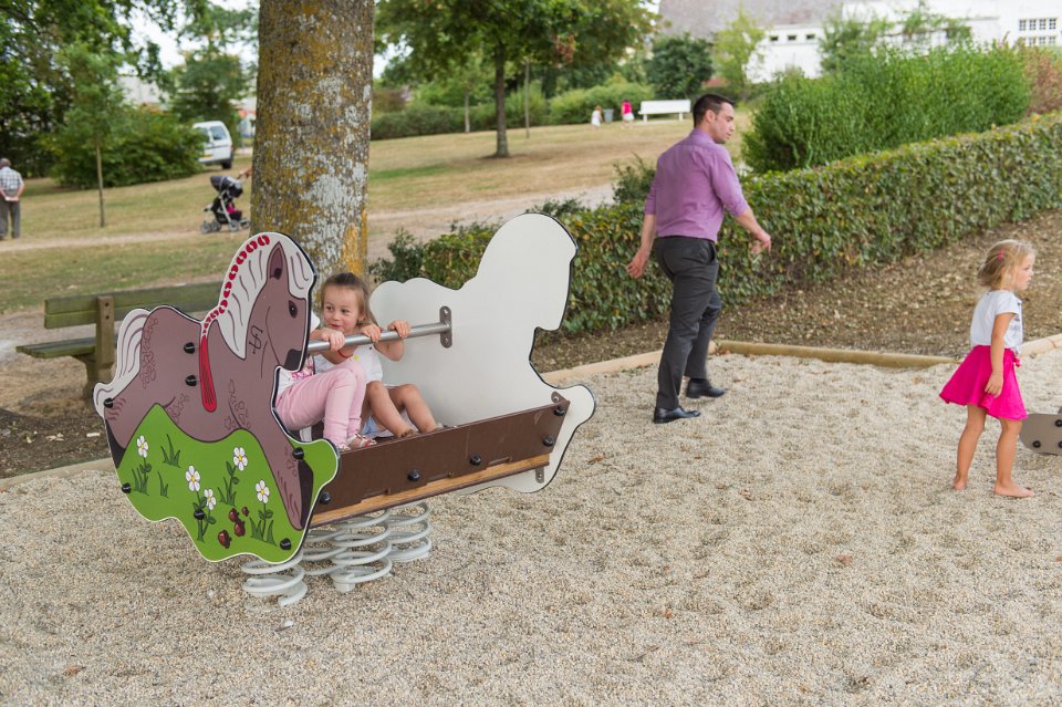 Great New Playground in France Image 2 Children Playing on Proludic Horse Springer Play Equipment
