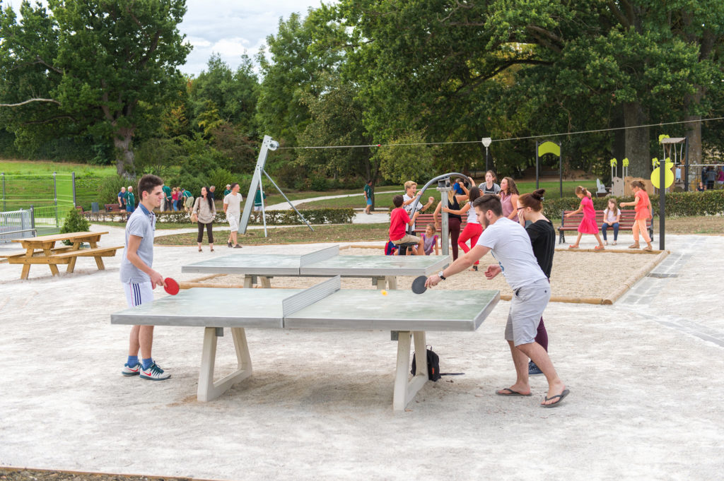 Great New Playground in France Image 9 Teenagers playing with Proludic Play Area Table Tennis