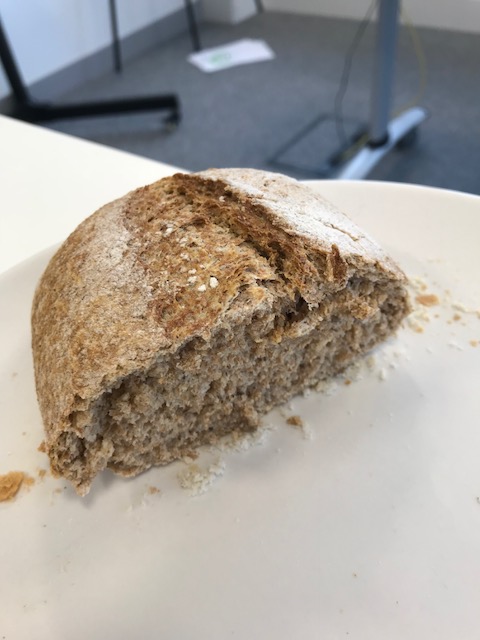 SoupKitchen sliced half loaf of bread close up