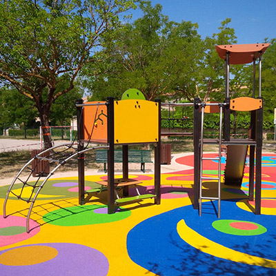 Tactile play panels on multiplay tower equipment